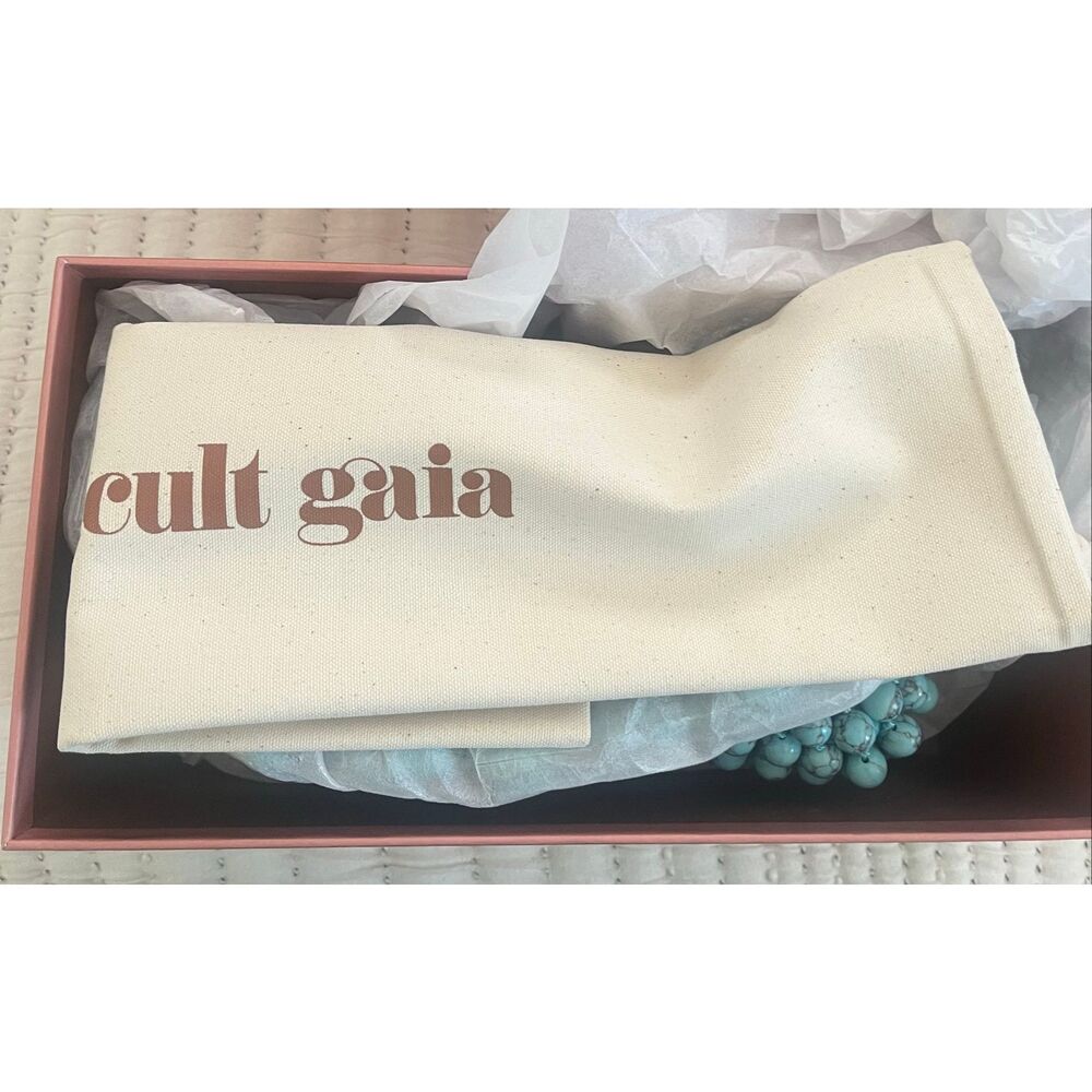 Cult Gaia Turquoise Beaded Shoulder Bag Marble Bead Mini Clutch Purse w/ Dust Ba - Picture 10 of 12